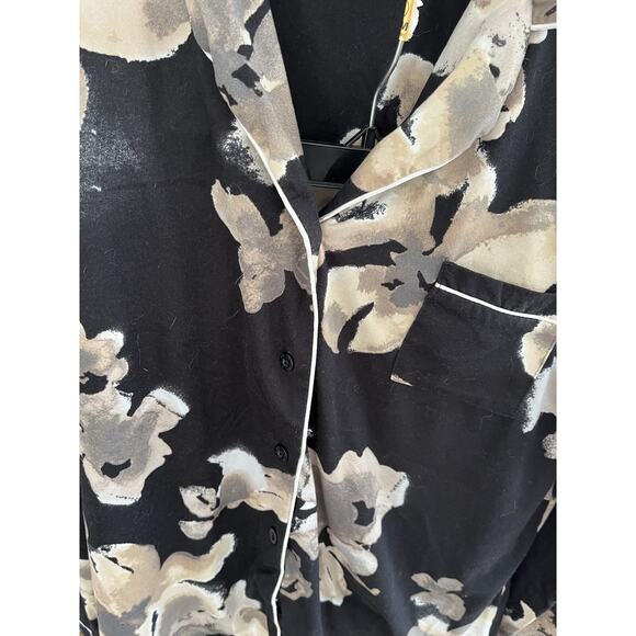 Nicole Miller Womens XL Pajama Set Black Floral Cottagecore Coastal Grandma - Picture 3 of 7